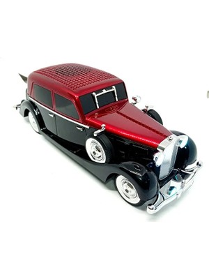 Mustran Goldkama 1930S Nostaljik Klasik Araba Bluetoothlu Aux Radyo Hoparlör Işıklı Far Dekoratif Hediyelik