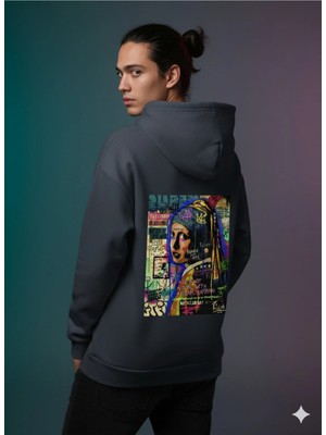 Lenithra Inci Küpeli Kız Sırt Baskılı Unisex Oversize Hoodie