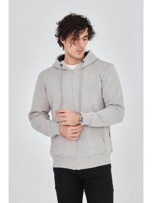 Beruflic Erkek Kapüşonlu Düz Fermuarlı Hırka