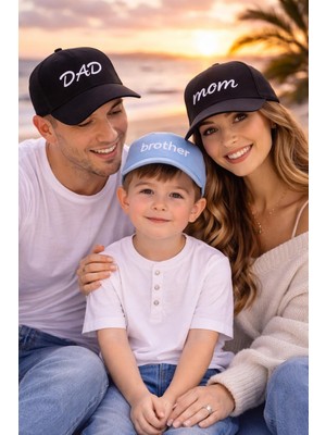 SF Collection Aile Kombin Şapka Seti Mom Dad Sister Brother Baskılı Unisex Ayarlanabilir Şapka