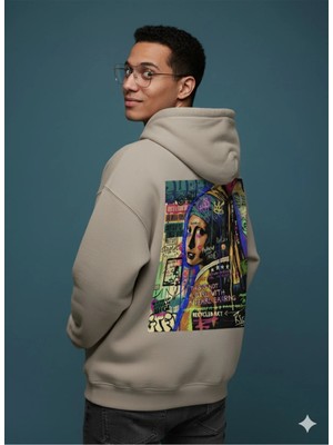 Lenithra Inci Küpeli Kız Sırt Baskılı Unisex Oversize Hoodie