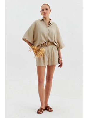 Nish&Chic Keten Gömlek Şort Takım