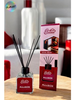Glanart Sasta 100 ml Saten Çubuklu Bambu Ortam Kokusu  Yatak Odası (Maaron)