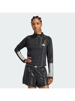 Adidas Performance KC7701 Hyperglam 3-Stripes Kabartmalı 1/4 Fermuarlı Eşofman Üstü