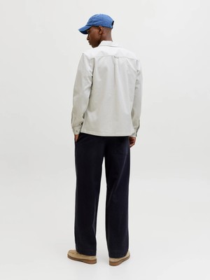 Jack & Jones Premıum Jprblurayle Lınen Blend Zıp Ls Shırt Smu 12295097 Erkek Keten Gömlek Fermuarlı