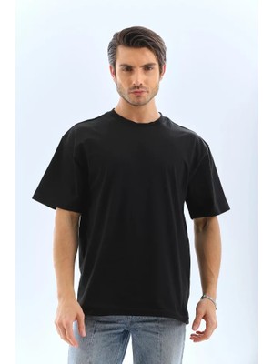 Beruflic Unisex Oversize Düz Bisiklet Yaka Tshirt