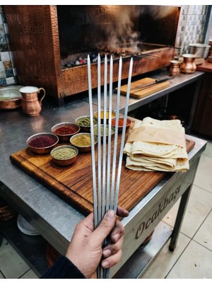 Abnturk 6 Adet 66 cm Kara Sac Kare Kebap Şişleri,  Naturel Lezzet Arayanlar Için Kara Sac Kare Kebap Şişleri