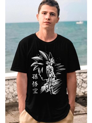 Rock&roll Goku Silüet Kısa Kollu Siyah Erkek Tişört