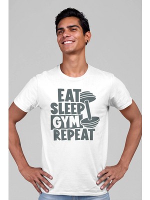 Rock&roll Gym Hayatı Kısa Kollu Beyaz Erkek Tişört