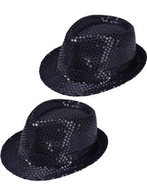 Colezium Çuk Boy Siyah Payetli Şapka Gösteri Şapkası Michael Jackson Şapkası 54 No