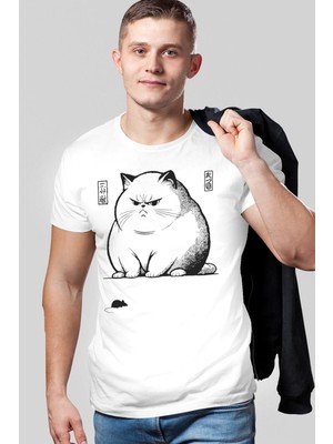 Rock&roll Kedi Fare Kısa Kollu Beyaz Erkek Tişört