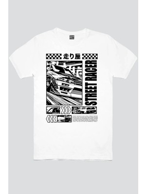 Rock&roll Sokak Yarışcısı Kısa Kollu Beyaz Erkek Tişört