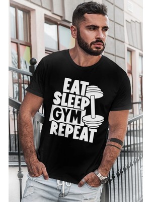 Rock&roll Gym Hayatı Kısa Kollu Siyah Erkek Tişört