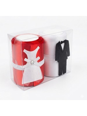 Ceyyiz Gelin Damat Figürlü Saten Takı Kurdela Kuşak 2 Adet