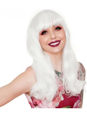 Ethab Ticaret Beyaz Renk Kahküllü Dalgalı Uzun Parti Peruğu