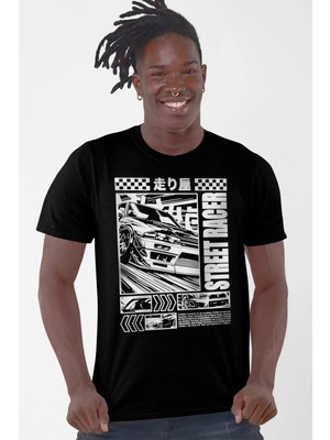 Rock&roll Sokak Yarışcısı Kısa Kollu Siyah Erkek Tişört