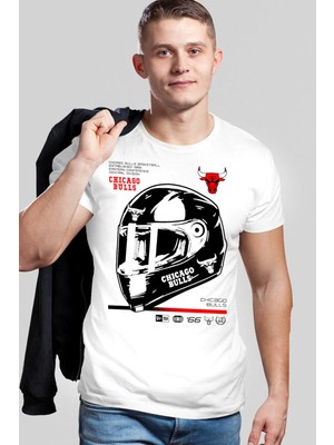 Rock&roll Chicago Racing Kısa Kollu Beyaz Erkek Tişört