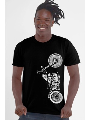 Rock&roll Dikey Motosiklet Kısa Kollu Siyah Erkek Tişört