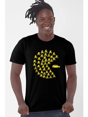 Rock&roll Bisikletli Oyun Kısa Kollu Siyah Erkek Tişört
