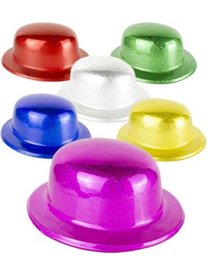 Colezium Mavi Renk Hologramlı Plastik Yuvarlak Melon 27X24 cm