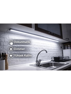 Rultech Dokunmatik 120CM Beyaz Işık Tak Çalıştır LED Işık Mutfak, Dolap, Tezgah Altı, Duvar Dekoratif Gece Lamba
