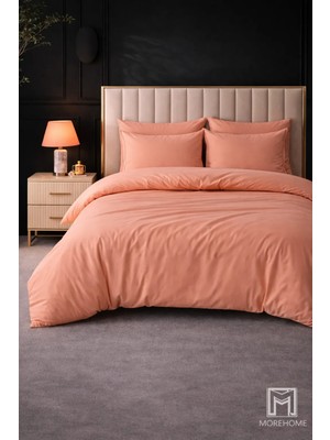 More Home Tek  Kişilik Yorgan Kılıfı + Yastık Kılıfı   (Çarşafsız) Somon