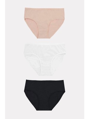 Hsc Bilişim Büyük Beden Pamuklu Siyah Beyaz Ten Rengi 3'lü Külot