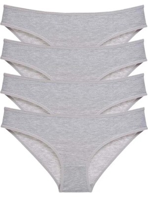 4 Adet Süper Eko Set Likralı Kadın Slip Külot Gri