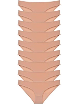 9 Adet Süper Eko Set Likralı Kadın Slip Külot Ten