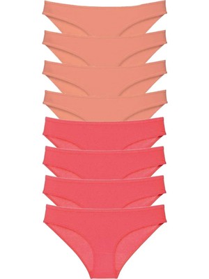8 Adet Eko Set Likralı Kadın Slip Külot Pudra Fuşya