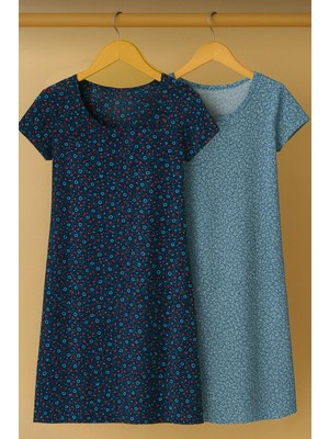 Cotenconcept 2 Adet Dökümlü Rahat Kalıp Günlük Penye Kumaş Elbise