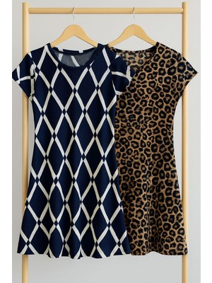 Cotenconcept 2 Adet Dökümlü Rahat Kalıp Günlük Penye Kumaş Elbise