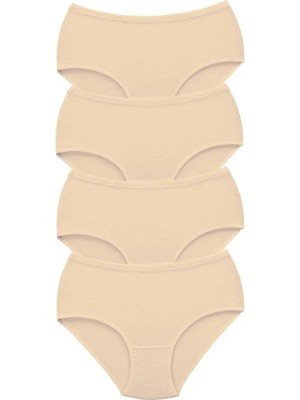 4 Adet Tutku Kadın Yüksek Bel Bato Kalın Lastik Külot Ten