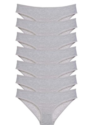 7 Adet Süper Eko Set Likralı Kadın Slip Külot Gri