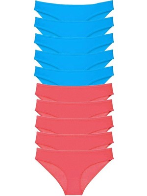10 Adet Süper Eko Set Likralı Kadın Slip Fuşya Mavi