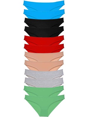 12 Adet Eko Set Likralı Kadın Slip Külot Çok Renkli 2