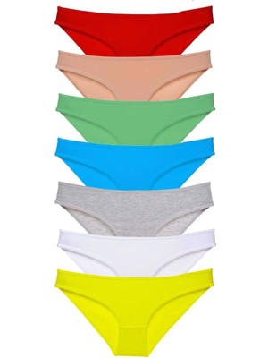 7 Adet Süper Eko Set Likralı Kadın Slip Külot Çok Renkli