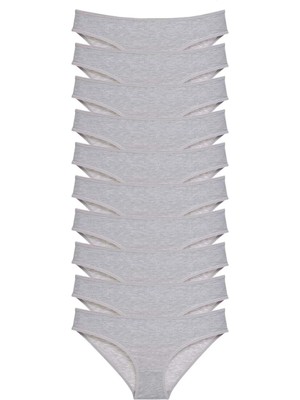 10 Adet Süper Eko Set Likralı Kadın Slip Külot Gri