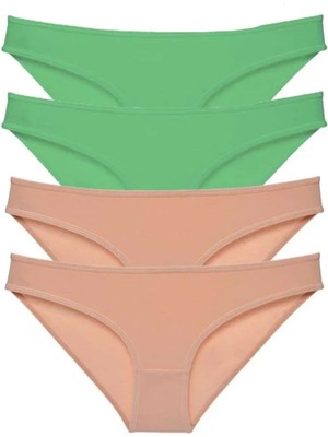 4 Adet Süper Eko Set Likralı Kadın Slip Külot Yeşil Ten