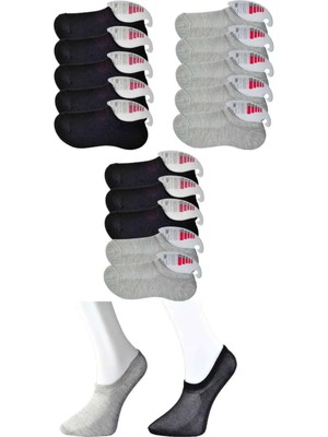 Siyah ve Gri Kadın Görünmez Çorap 15 Çift