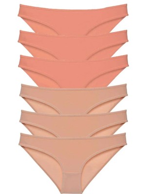 6 Adet Süper Eko Set Likralı Kadın Slip Külot Pudra Ten