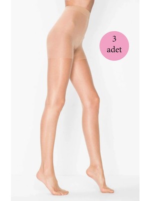 3 Adet Kadın Super Ince Mat 15 Den Külotlu Çorap Ten