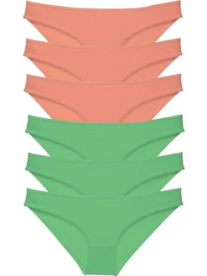 6 Adet Eko Set Likralı Kadın Slip Külot Pudra Fuşya