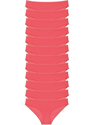 12 Adet Süper Eko Set Likralı Kadın Slip Külot Fuşya