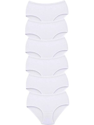 6 Adet Tutku Kadın Yüksek Bel Bato Kalın Lastik Külot Beyaz