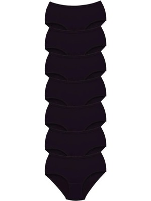 7 Adet Tutku Kadın Yüksek Bel Bato Kalın Lastik Külot Siyah