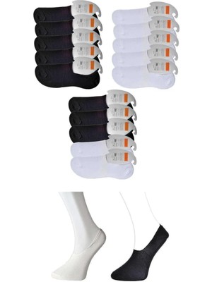 Siyah ve Beyaz Erkek Babet Çorap 15 Çift