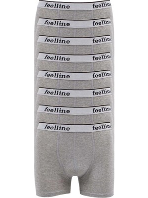 8 Adet Feelline Gri Pamuklu Doğal Likralı Erkek Boxer