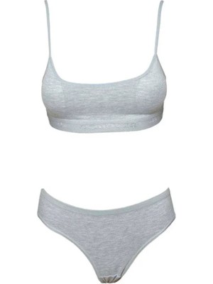 Pedli Ip Askılı Yarım Atlet Büstiyer Külot Takım Gri