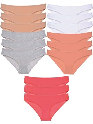 15 Adet Süper Eko Set Likralı Kadın Slip Külot Ten Gri Beyaz Pudra Fuşya